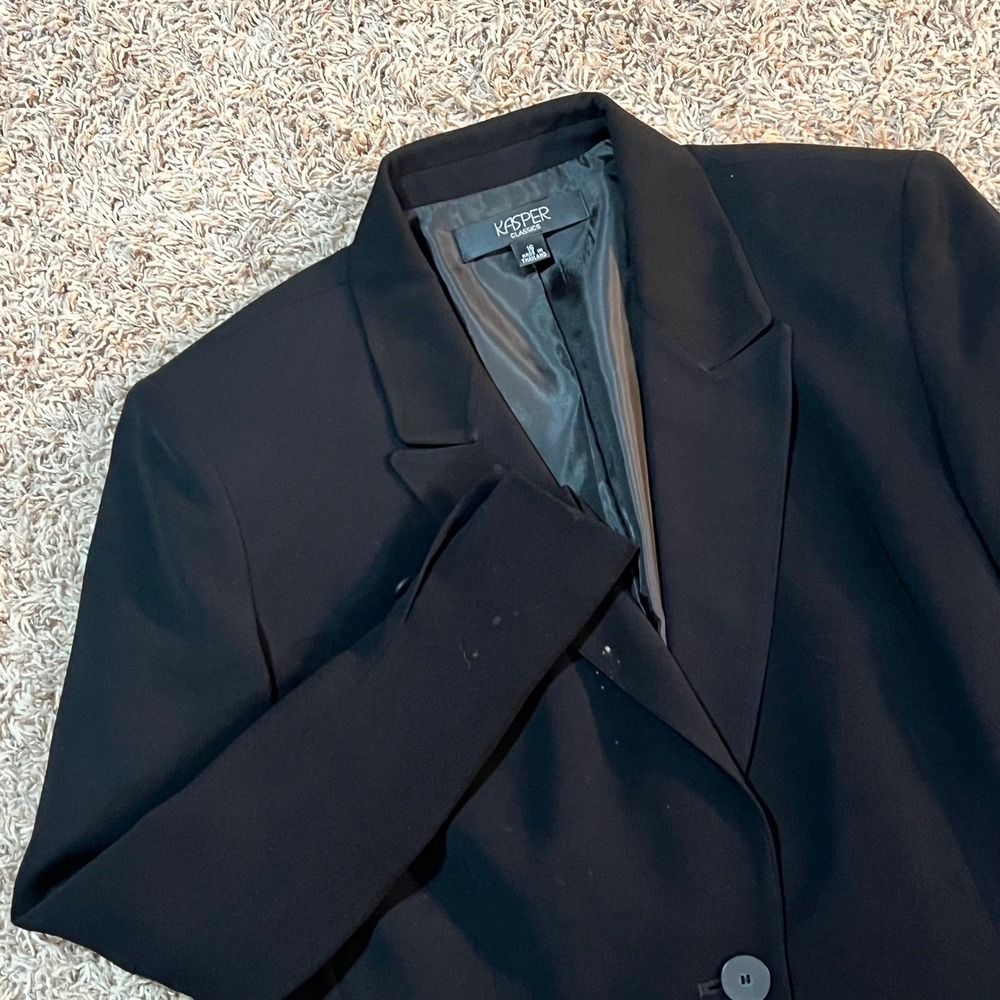 Kasper Classics Black One Button Blazer‎ Womens Size 16 Suit Jacket
